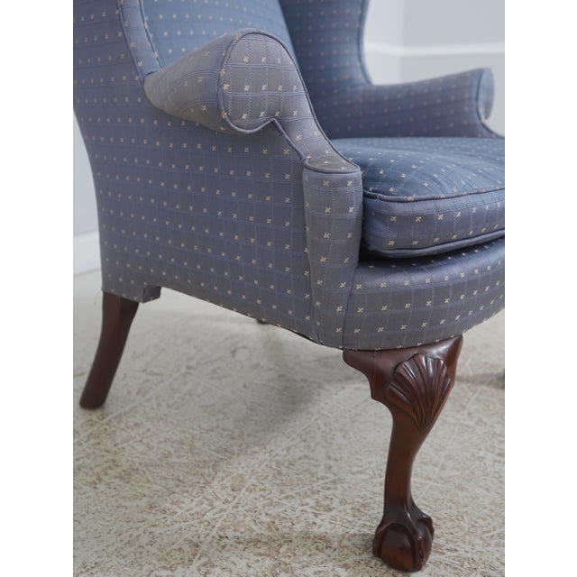 Textile Pair Kindel Philadelphia Clawfoot Wing Back Chairs For Sale - Image 7 of 18