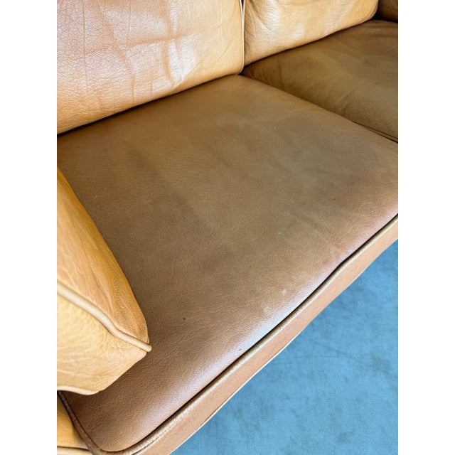 Mid 20th Century Danish Cognac Leather Loveseat For Sale - Image 9 of 9