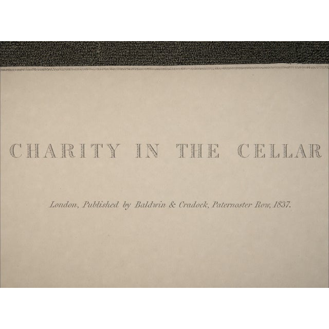 English 1837 William Hogarth “Charity in the Cellar” Engraving – Published by Baldwin & Cradock – Antique Carved Walnut Frame For Sale - Image 3 of 6