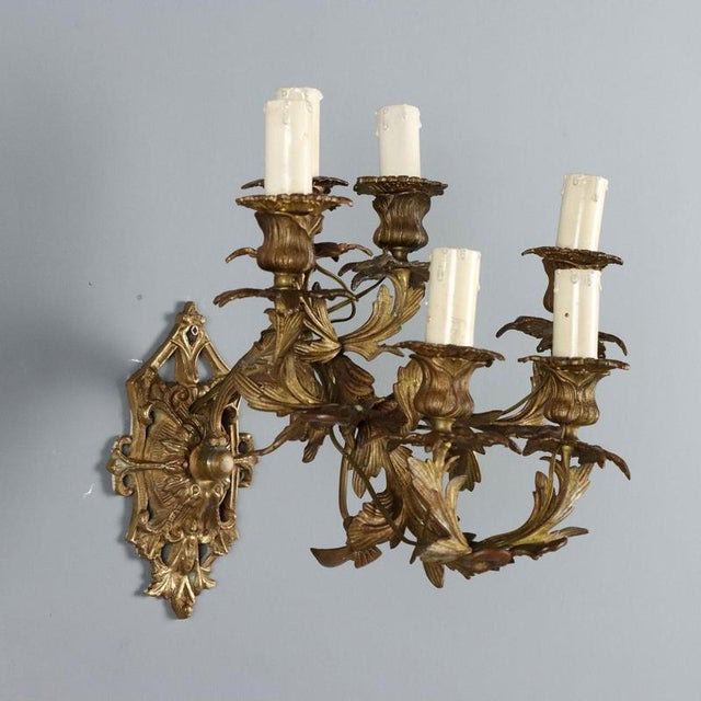 19th Century Gilt Bronze Wall Lights, Italy, Set of 2 For Sale - Image 4 of 10