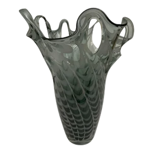 Art Glass Vase: Gray Swirls With Open Loops