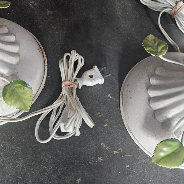 1960's Italian Tole Flower Lamps - a Pair For Sale - Image 9 of 12