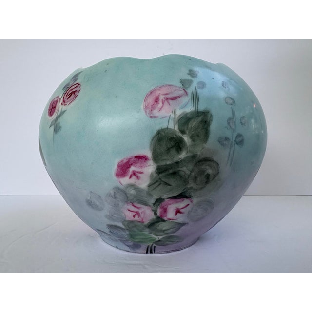 Early 20th Century Artist-Signed Hand-Painted Porcelain Rose Bowl Vase For Sale In Orlando - Image 6 of 12