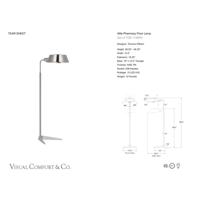 Thomas O'Brien by Visual Comfort Signature Alfie Pharmacy Floor Lamp in Polished Nickel Designer: Thomas O'Brien Height:...