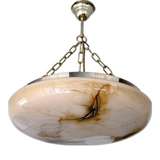 Art Deco Pendant Light in Pink Amber Glass, 1930s For Sale