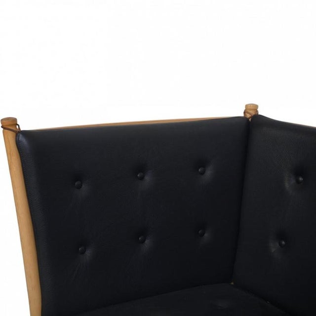Spokeback Sofa in Black Leather by Børge Mogensen, 1988 For Sale - Image 3 of 18