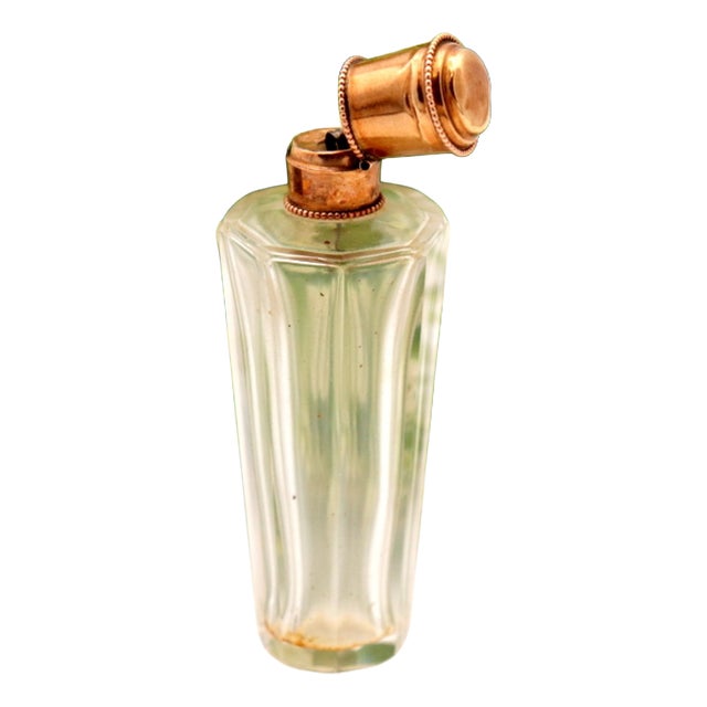 Glass Perfume Bottle with Gold Lid For Sale