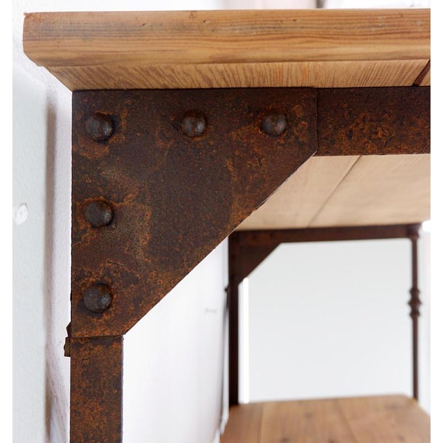 Wood Industrial Shelf in the style of Theodore Scherf For Sale - Image 7 of 13