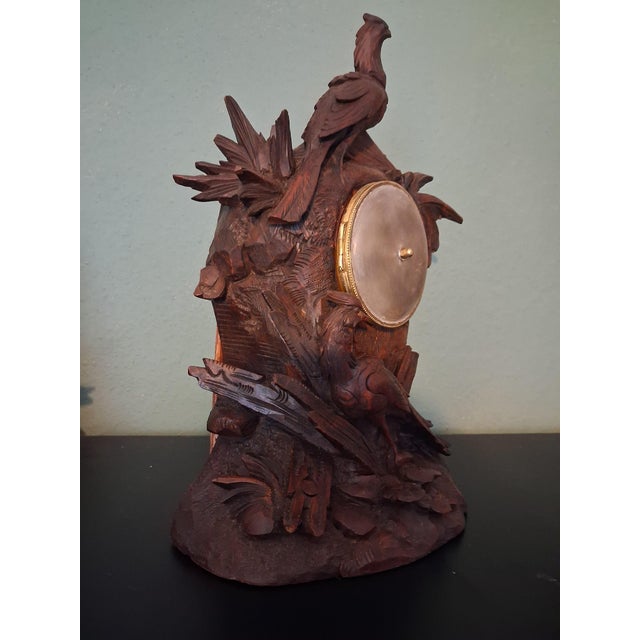 Antique Swiss Black Forest Pheasants Pendulum Clock, 1900, Set of 3 For Sale - Image 3 of 11