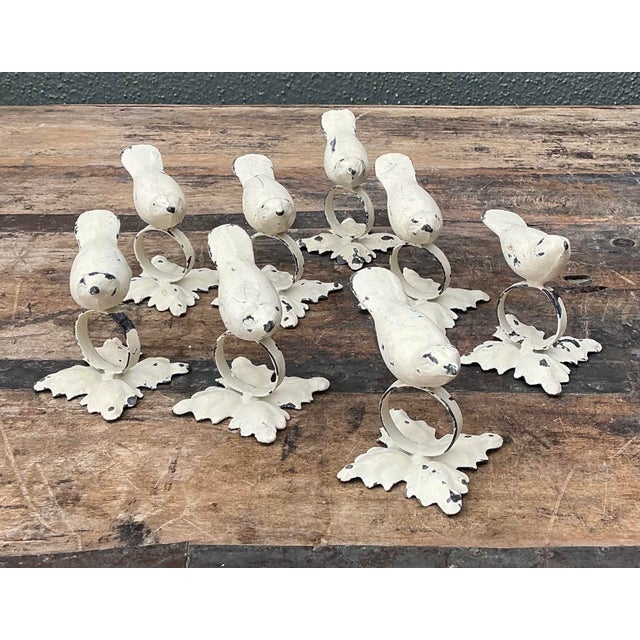 Shabby Chic Vintage Distressed Bird Napkin Rings - Set of 8 For Sale - Image 3 of 12