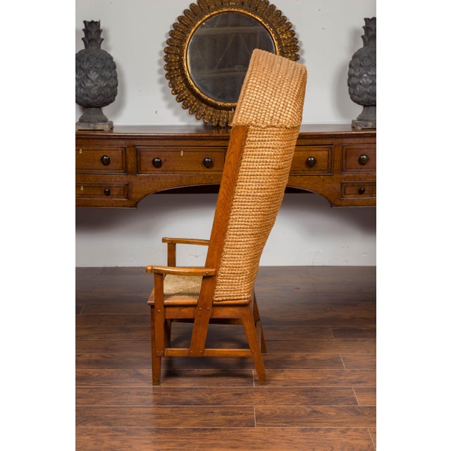 Scottish 1900s Orkney Island Canopy Chair with Hooded Handwoven Straw Back For Sale - Image 10 of 10