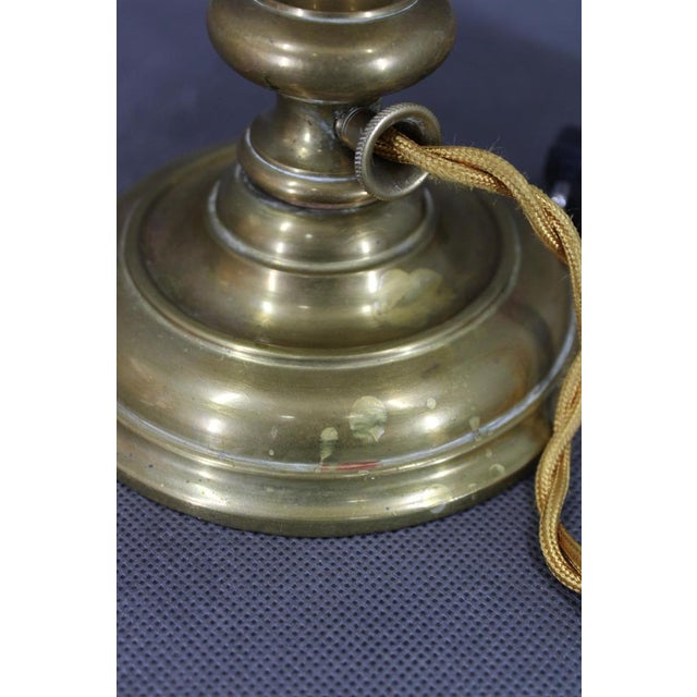 Restored Brass Table Lamp with Glass Shade, 1940s For Sale - Image 11 of 16