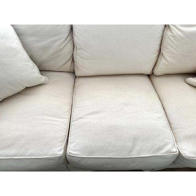 Contemporary Off White Cotton Twill Slipcover 3 Cushion Sofa Chairish