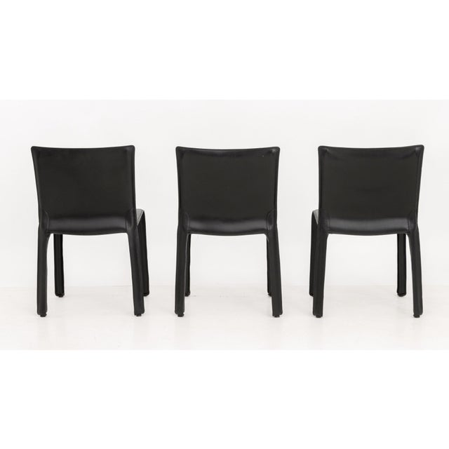 Black Set of Six Mario Bellini for Cassina "Cab 412" Side Chairs For Sale - Image 8 of 14
