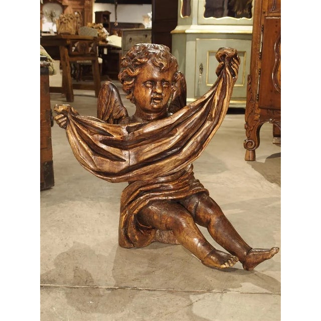 Antique Carved Wooden Cherub From Puy-En-Velay France, 18th Century For Sale - Image 13 of 13