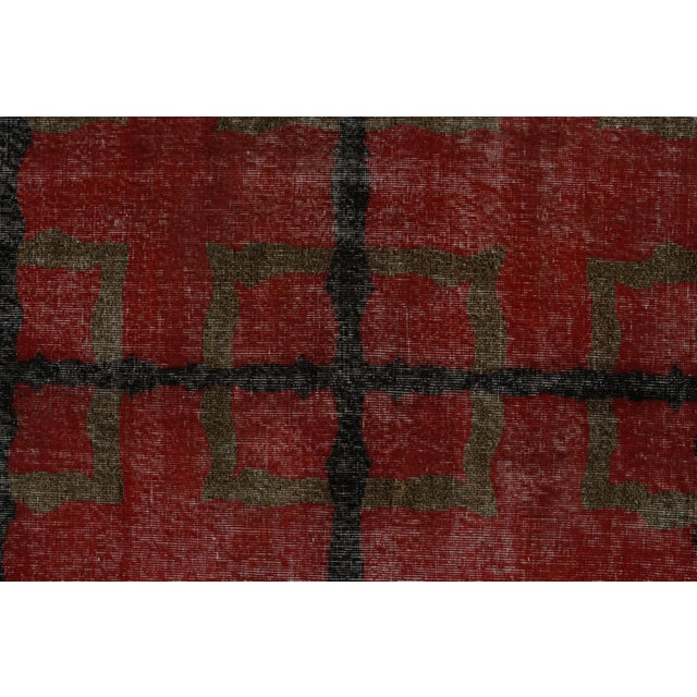 Traditional Vintage Zeki Müren Rug in Red With Brown Geometric Pattern, From Rug & Kilim For Sale - Image 3 of 7