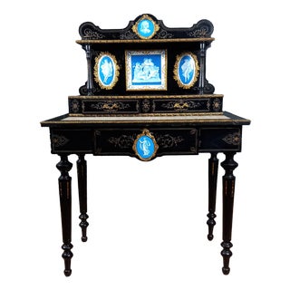 Ebonized Wooden Bonheur Du Jour Writing Desk For Sale