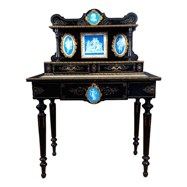 Ebonized Wooden Bonheur Du Jour Writing Desk For Sale