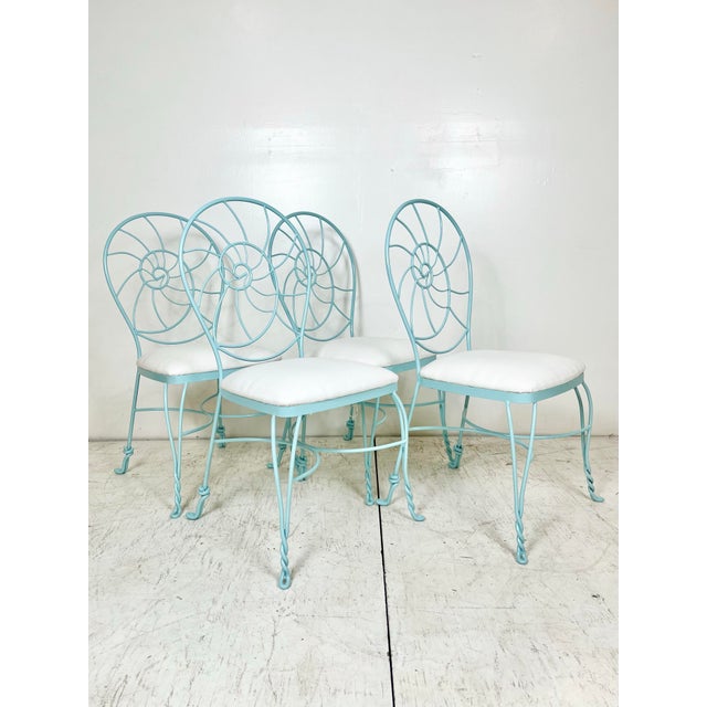 Boho Chic Wrought Iron Nautilus Shell Dining Set- Table and 4 Chairs For Sale - Image 3 of 12