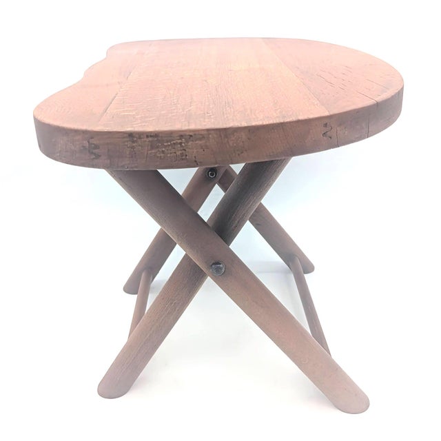 1960s Mid 20th Century Wood "Fold & Carry" Collapsible Stool For Sale - Image 5 of 14