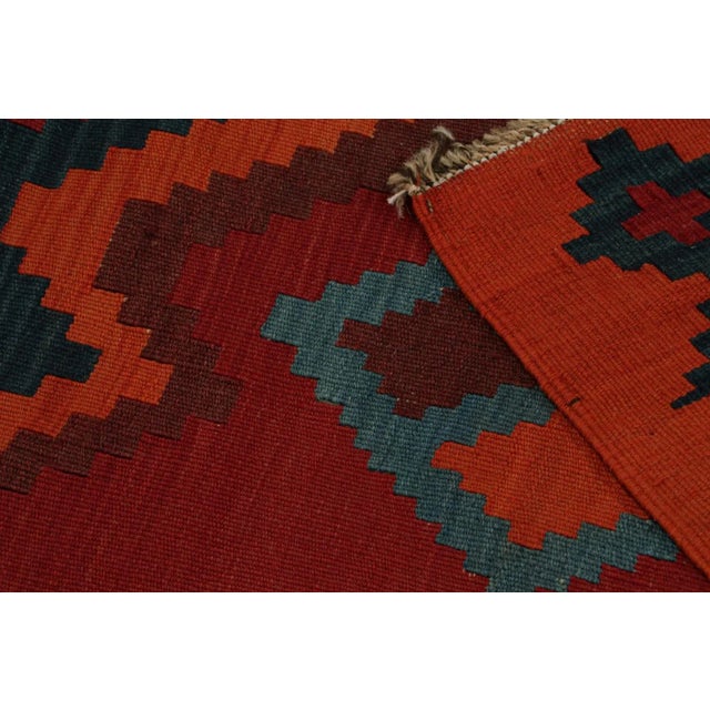 Textile 1950s Vintage Tribal Afghan Kilim Rug in Red With Medallions For Sale - Image 7 of 7