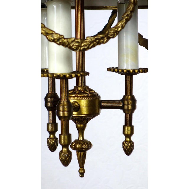 Vintage French Bouilette Brass and Metal Shade Chandelier, 1940s For Sale - Image 10 of 15