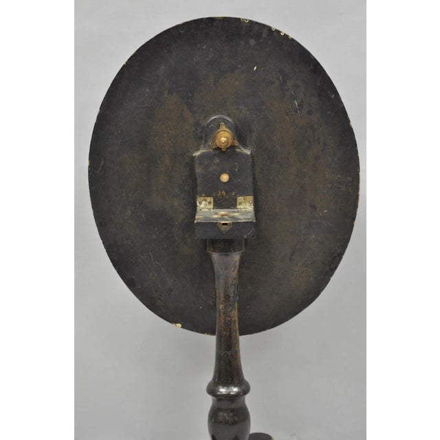 Antique English Victorian Mother of Pearl Inlay Black Lacquer Tilt Top Table For Sale - Image 13 of 18