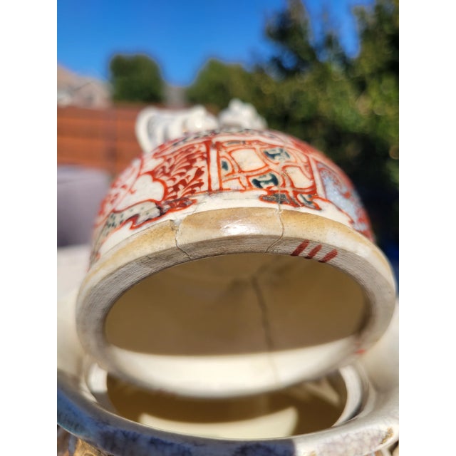 Asian Antique Vintage Asian Urn With Lid For Sale - Image 3 of 9
