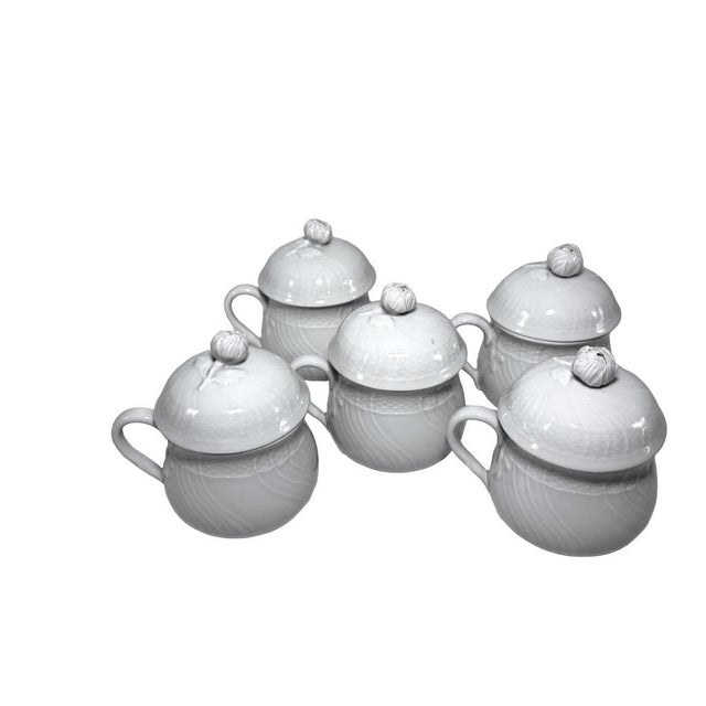 Italian Late 20th Century Richard Ginori Vecchio White Porcelain Pot De Crème Cups - Set of 5 For Sale - Image 3 of 12
