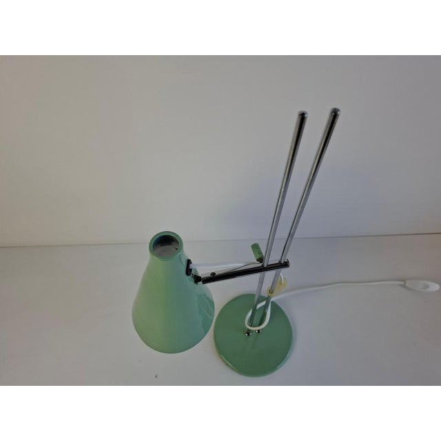 Mid-Century Modern Table Lamp in Green Metal and Chrome by Josef Hůrka for Lidokov, 1970s For Sale - Image 13 of 18