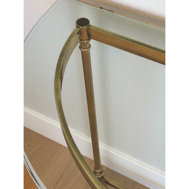 Vintage Italian Brass and Glass Demi-Lune Console Table For Sale - Image 10 of 18