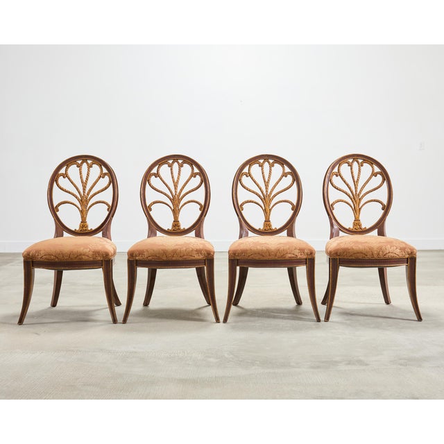 Traditional Set of Four Rose Tarlow "Feather" Dining Chairs in Fortuny For Sale - Image 3 of 18