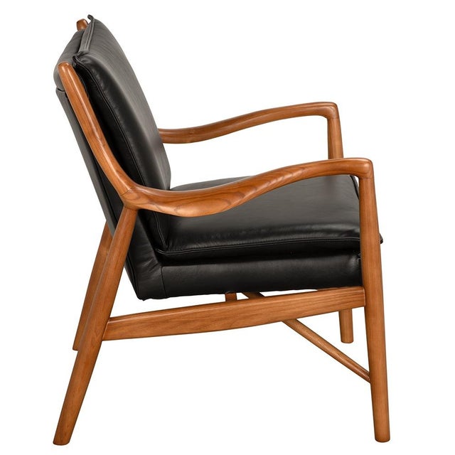 Mid-Century Modern NOIR Weston Chair with Black Leather For Sale - Image 3 of 5
