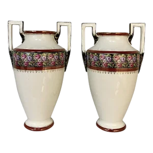 Antique Boch Porcelain Vases- a Pair