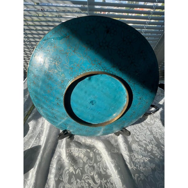 Large 12" Antique Chinese Cloisonné Dragon Charger Plate - Late Qing/Republic For Sale In San Francisco - Image 6 of 7