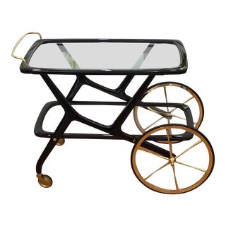 Mid Century Italian Lacquered Cesare Lacca Bar Cart For Sale