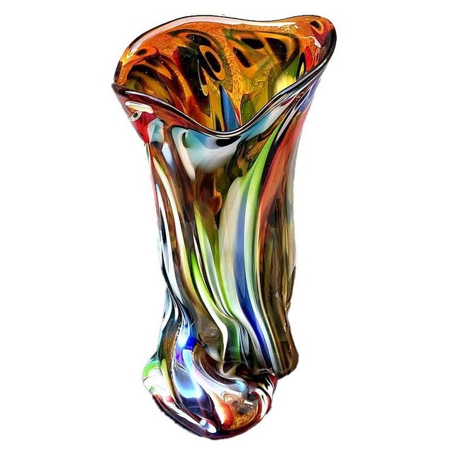 Stunning art glass vase by Jozefina Krosno of Poland Weight 6 lbs Old and traditional techniques give each piece of...