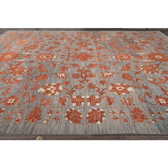 Contemporary Oversize Modern Gray Oushak Handmade Wool Rug For Sale - Image 3 of 13