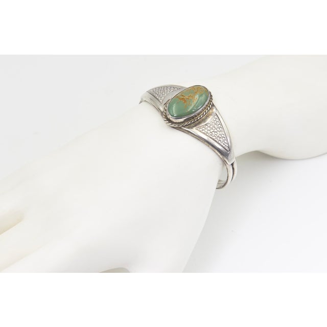 Southwestern Sterling Silver and Turquoise Cuff Bracelet For Sale In Miami - Image 6 of 7