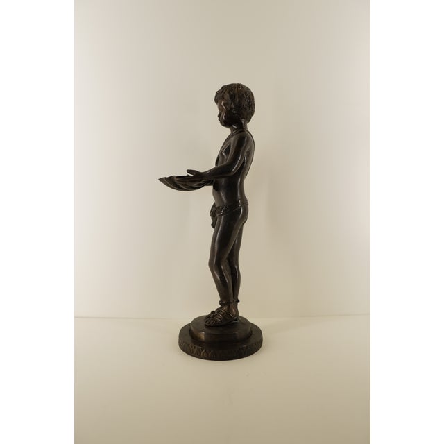 Vintage Classical Figurative Statue Holding Seashell on Round Base For Sale - Image 16 of 18