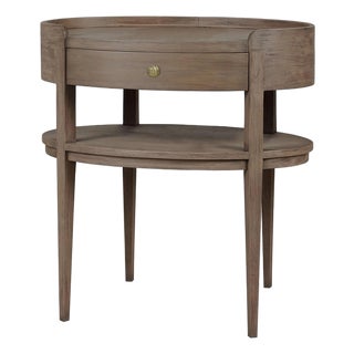 Scandinavian Oval Side Table in Birch Finish For Sale