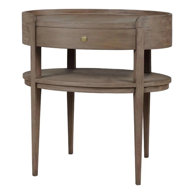 Scandinavian Oval Side Table in Birch Finish For Sale