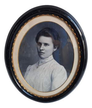 Oval Portrait of Young Woman, 1900, Photograph, Framed