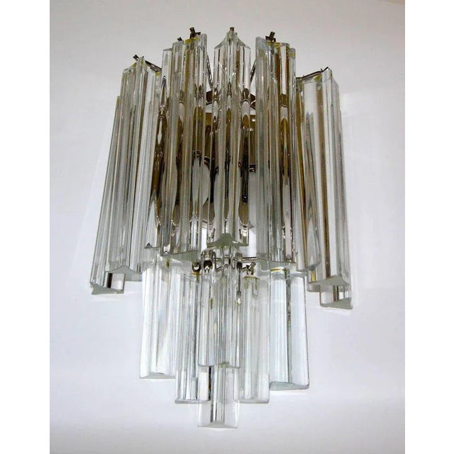 Metal Venini Italian Triedi Glass Wall Sconces - a Pair For Sale - Image 7 of 12