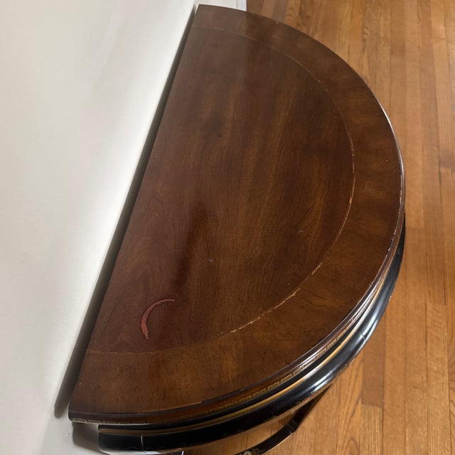 Black 1980s Chinoiserie Connoisseur Demi-Lune Console Table by Drexel Heritage For Sale - Image 8 of 8