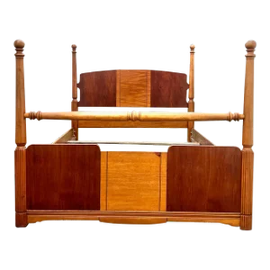 Vintage Art Deco Style Full Size Two Tone Cannonball Poster Bed