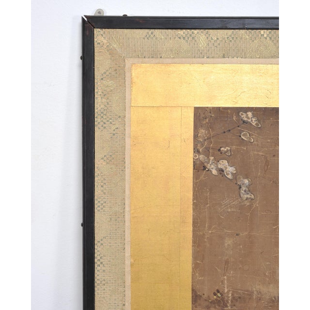 18th C. Japanese Edo Two-Panel Screen Pheasants Floral Landscape For Sale In Sacramento - Image 6 of 18