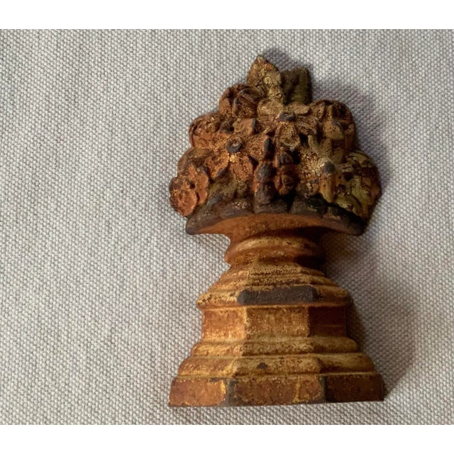 Antique Cast Iron Floral Urn Doorstop | Original White Paint | c.1900 For Sale - Image 17 of 17