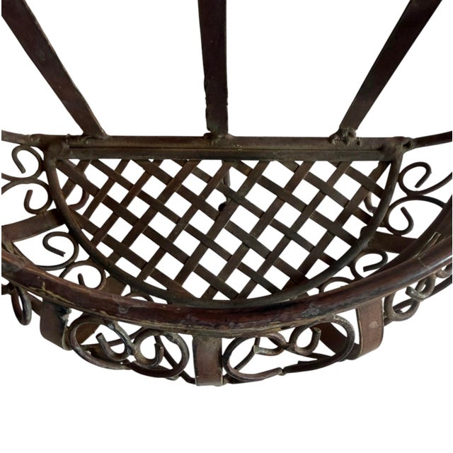 Vintage iron wall basketweave shelves with three decorative hooks. Perfect for a bathroom to roll and hang towels or...