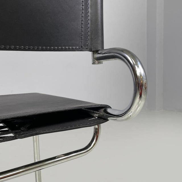 Italian Modern Black Leather Chairs Terry by Luigi Saccardo for Arrmet, 1970s, Set of 4 For Sale - Image 10 of 18